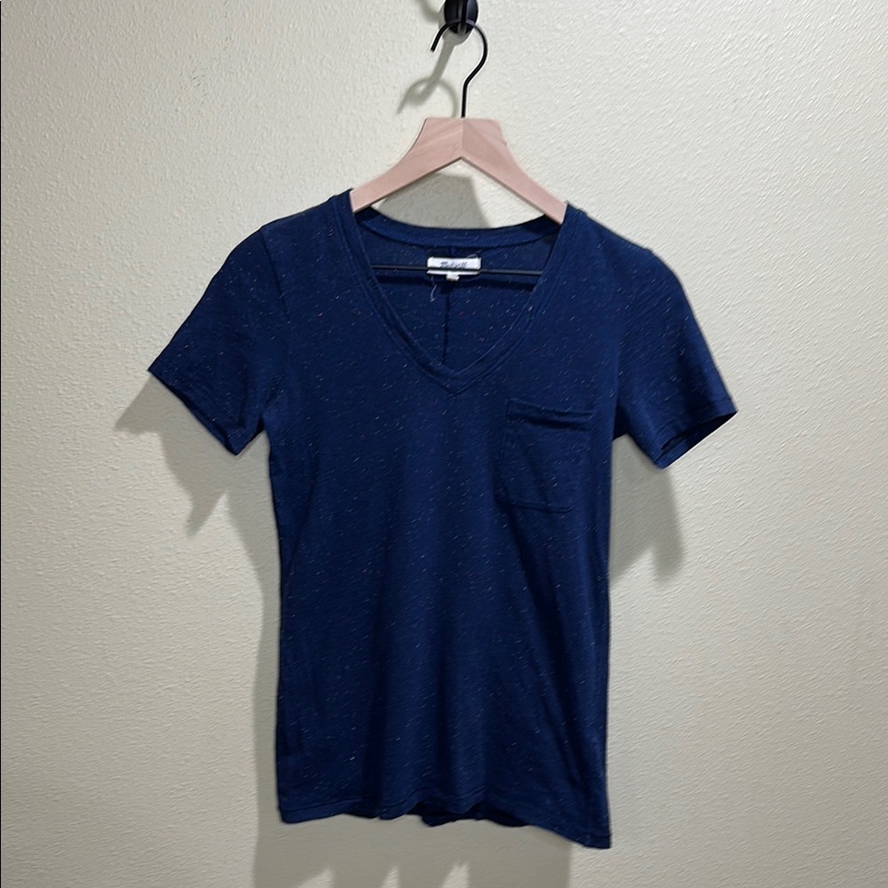 Madewell XS confetti print Navy V-Neck T-Shirt
